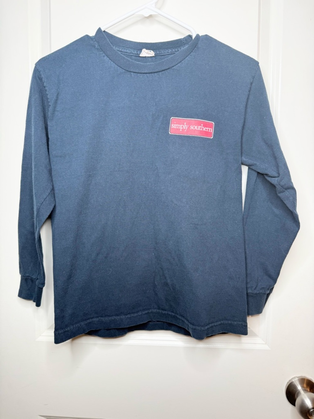 Simply Southern Youth Long Sleeve Tee Elephant Logo Graphic Blue Shirt Girls M